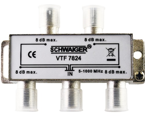 Répartiteur à 4 voies (8 dB) pour installations câble et antenne Schwaiger VTF7824531