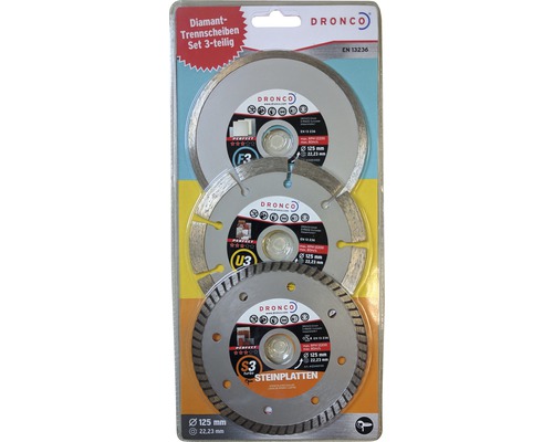 Disque à tronçonner diamanté kit 3 pièces Perfect U3, Perfect S3 turbo, Perfect F3 Ø 125x22,23 mm Disque à tronçonner diamanté kit 3 pièces Perfect U3, Perfect S3 turbo, Perfect F3 Ø 125x22,23 mm