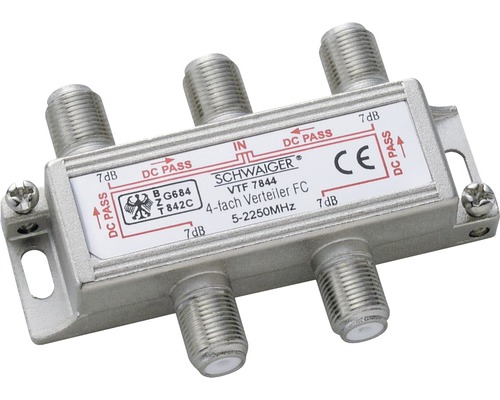 Répartiteur à 4 voies (12 dB) pour installations de répartition domestique Schwaiger VTF7844531