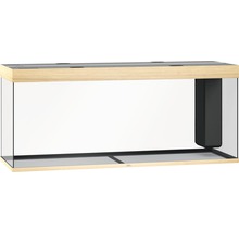 Aquarium vide avec bordure en bois et filtre