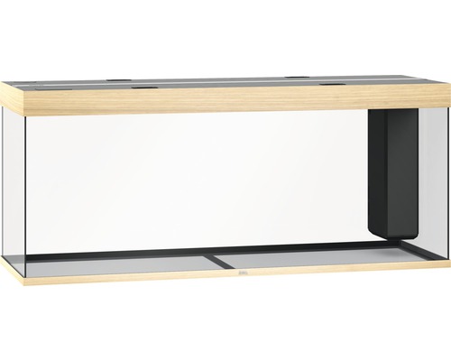 Aquarium vide avec bordure en bois et filtre