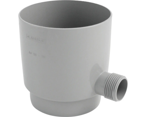 Collecteur d'eau de pluie Marley avec raccordement 1“ filetage extérieur gris fenêtre RAL 7040 DN 105 mm