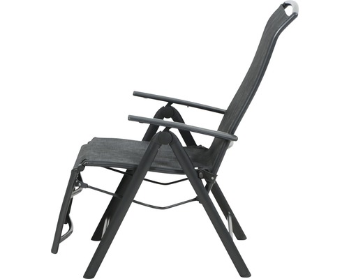 Relax chaise pliante Siena Garden Livorno 58,5 x 70 x 113 cm tissu textile anthracite dossier et repose-pieds ajustables facile à entretenir résistant aux intempéries