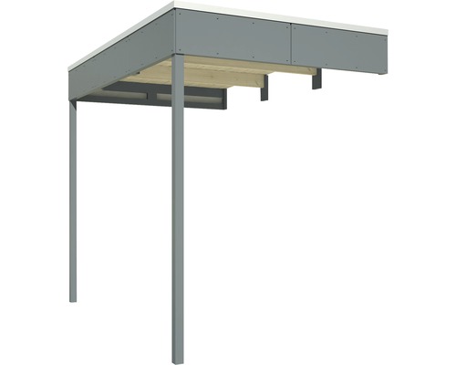 Grauen Carport mat Holzunterkonstruktioun