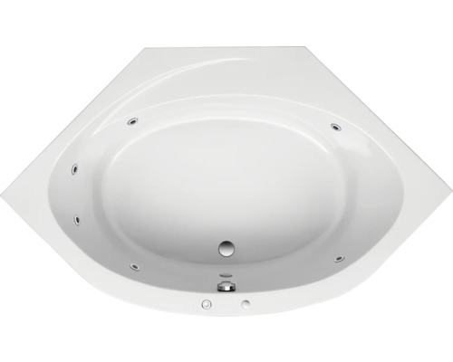 Baignoire balnéo encastrable OTTOFOND Saskia 150 x 150 cm blanc brillant 56100 Baignoire d''angle avec jets, vue de dessus