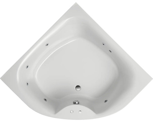 Baignoire balnéo encastrable OTTOFOND Tirana 150 x 150 cm blanc brillant 56161 Baignoire d''angle avec jets, vue de dessus