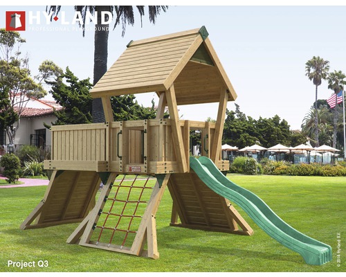 Aire de jeux en bois toboggan, cabane et bac à sable – TP Treehouse - TP  Toys