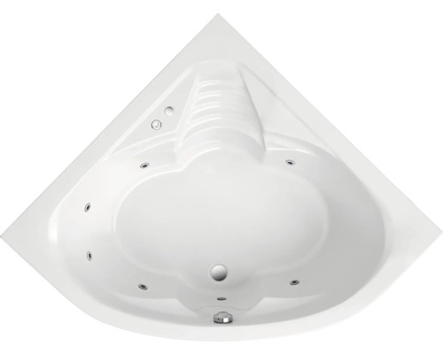 Baignoire balnéo encastrable OTTOFOND Victoria 140 x 140 cm blanc brillant 56170 Baignoire d''angle balnéo vue de dessus