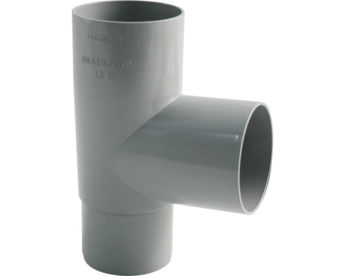 Embranchement de tuyau plastique rond Marley 87° gris fenêtre RAL 7040 DN 53 mm Raccord en T en plastique pour tuyaux