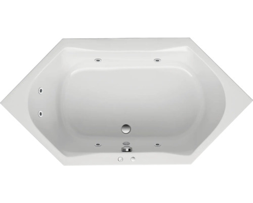 Baignoire balnéo encastrable OTTOFOND Chanson 100 x 200 cm blanc brillant 56230 Vue de dessus d''une baignoire d''angle avec fonction bain à remous