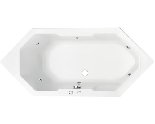 Baignoire îlot encastrée Baignoire hexagonale Baignoire d'angle OTTOFOND York 180 x 80 cm blanc brillant 56250