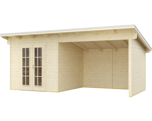 Abri de jardin en bois avec double porte et annexe