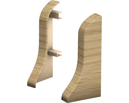 Pièces d'extrémités Prinz pour plinthe mousse chêne rustique (1x gauche 1x droite) Plinthes avec structure en bois