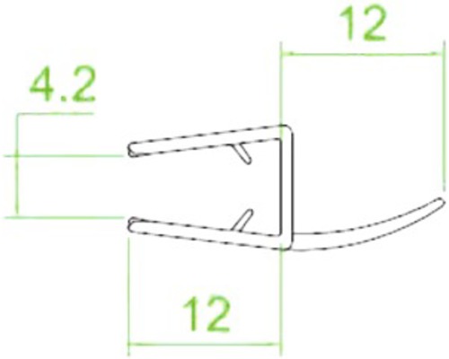 Technische Zeichnung eines Dichtungsprofils mit Maßangaben.