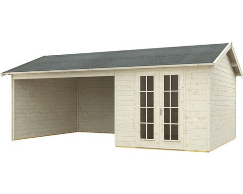 Abri de jardin en bois avec carport et porte double