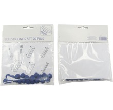 Befestigungsset mit 20 Pins in einer transparenten Verpackung.