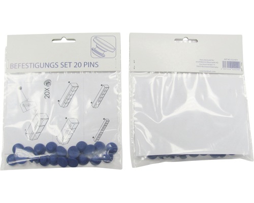 Befestigungsset mit 20 Pins in einer transparenten Verpackung.