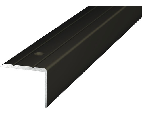 Prinz Winkelprofil Alu bronze gelocht 24,5 x 20 x 1000 mm Treppenkantenprofil aus Metall mit Rillen und Befestigungslöchern