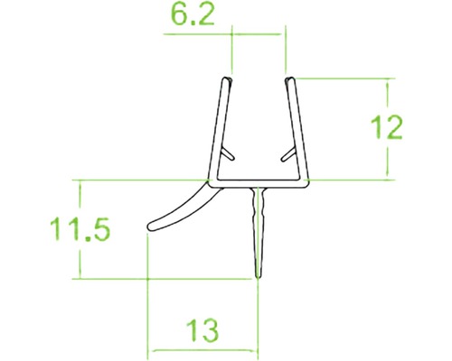 Dessin technique d''un profilé d''étanchéité avec indications de dimensions