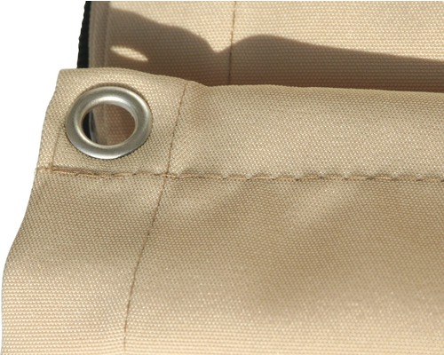 Vue détaillée d''un tissu beige avec un œillet