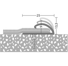 Représentation d''un profilé de moquette avec indications de dimensions