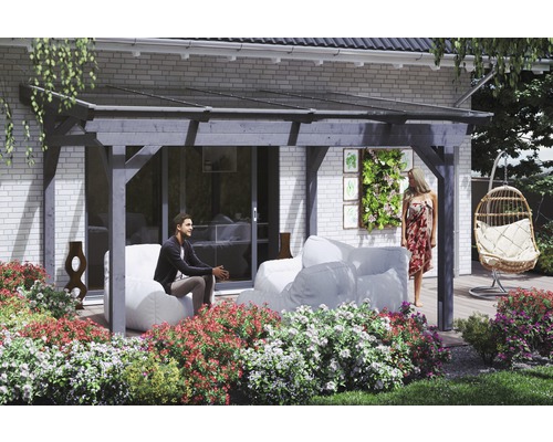 Toiture pour terrasses Skanholz Sanremo 434 x 250 cm, gris ardoise