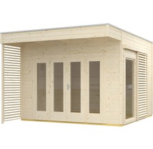 Gartenhaus SKAN HOLZ Tokio 2 einschalig mit Fußboden und KSK-M Dachbahn 340 x 440 cm natur