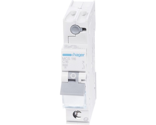 Disjoncteur Hager MCS 116 16 A C 6 kA 1 pôle Quick Connect 1 module