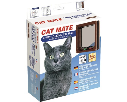 Chatière Cat Mate 4 sens verrouillage par aimant 192x200 mm marron