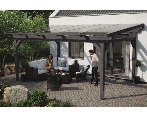 Toiture pour terrasses Skanholz Sanremo 541 x 350 cm, gris ardoise