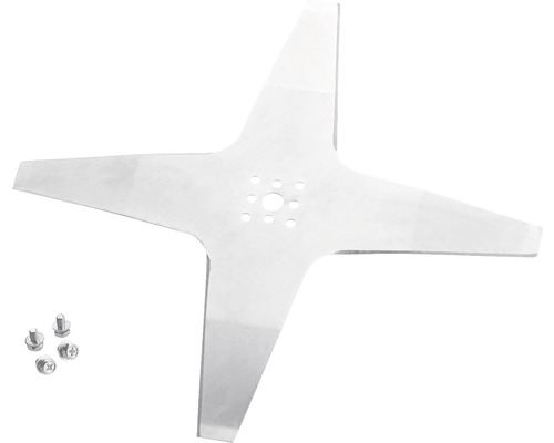 Lame de rechange 25 cm courbée pour TechLine/Wiper L6, S6 et Wiper Blitz Linie Lame de débroussailleuse en métal avec quatre lames et matériel de fixation