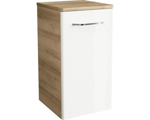 Meuble bas FACKELMANN Milano chêne noueux blanc largeur 30 cm