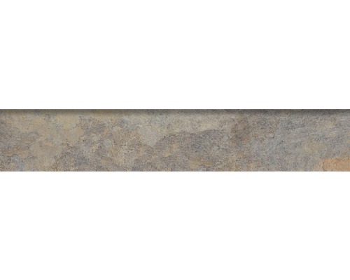 Carrelage de plinthe en grès-cérame Ardesia 8x45 cm gris Motif de carreaux avec décor en pierre