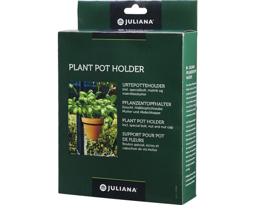 Support pour pot JULIANA intégrable dans le système de profilé noir Juliana Support pour pot de fleurs, emballage avec vis, écrou et capuchon