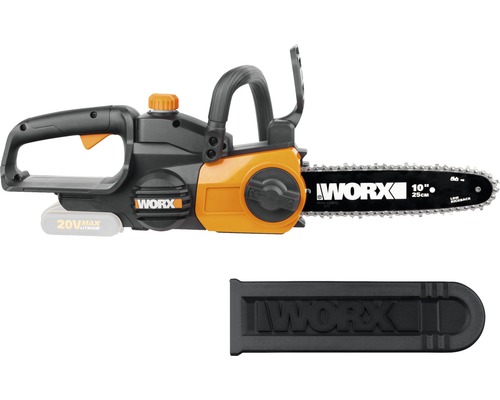 Tronçonneuse à batterie Worx avec une longueur de lame de 25 centimètres et un protecteur de chaîne