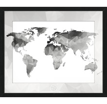 Image encadrée d''une carte du monde avec un motif géométrique