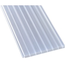 Panneau creux PVC avec rainure et languette transparent 2000 x 200 x 16 mm-thumb-0