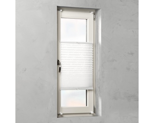 Store plissé Soluna avec guidage latéral, feuille blanc, 40x130 cm