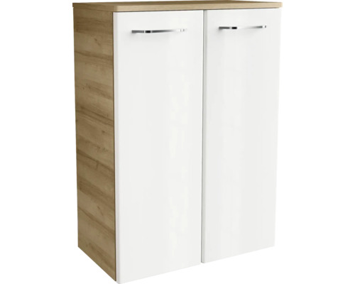 Armoire midi FACKELMANN Milano chêne noueux blanc largeur 60 cm