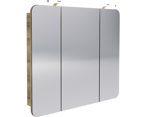 Armoire de salle de bains à miroir LED FACKELMANN Milano 90x78x15,5 cm chêne noueux 3 portes