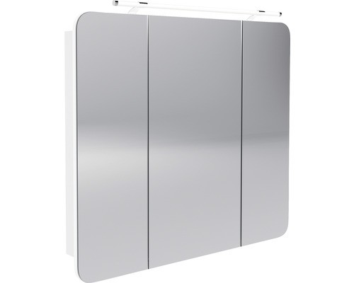 Armoire de salle de bains à miroir LED FACKELMANN Milano 90x78x15,5 cm blanc 3 portes
