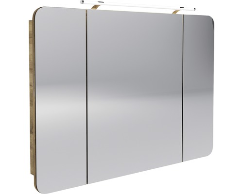 Armoire de salle de bains à miroir LED FACKELMANN Milano 110x78x15,5 cm chêne noueux 3 portes