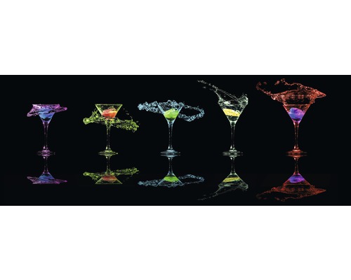 Tableau en verre Cocktail On Black V 30x80 cm