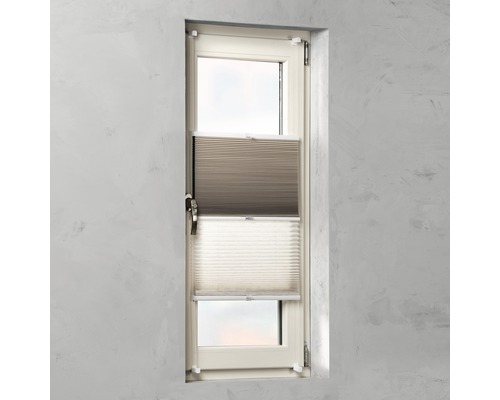 Store plissé duo Soluna avec guidage latéral, lin/beige, 75x220 cm