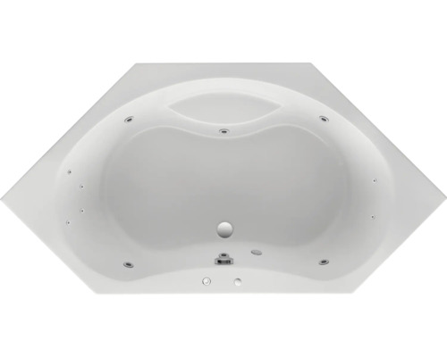 Baignoire d''angle avec fonction bain à remous, vue de dessus