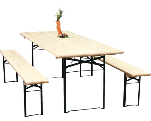Ensemble de table et bancs de brasserie 3 pièces table 220 x 80 cm bancs 220 x 25 cm épicéa naturel vert-0