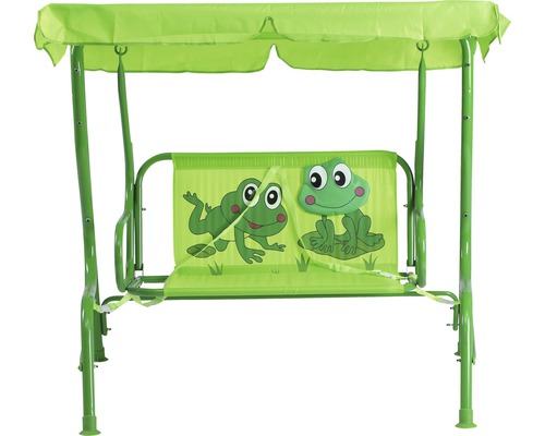 Grüne Kinderschaukel mit Froschmotiv