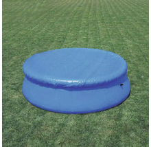 Piscine ronde avec couverture sur pelouse