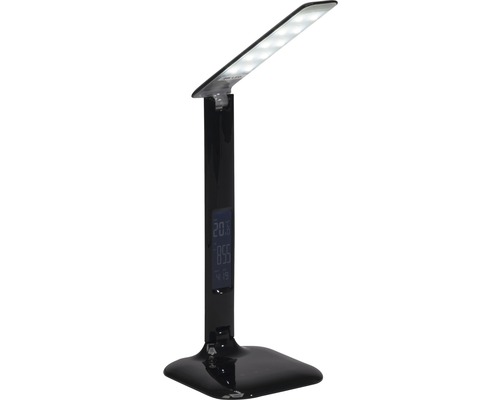 Lampe de bureau LED noire avec affichage numérique de la température, de la date et de l''heure