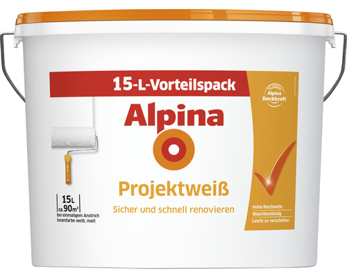 Peinture murale Alpina blanc projet 15 l